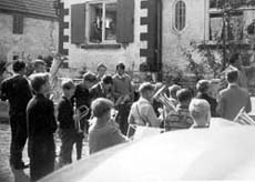 Das erste St&auml;ndchen der Dorfmuikanten Aufheim e.V. im Winter 1961